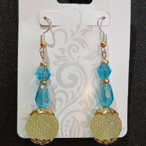 Elegant Gold and Blue Beaded Earrings